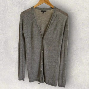 Burberry Womens XS Gray Cashmere Long Cardigan Sweater Thin Career Designer Grey